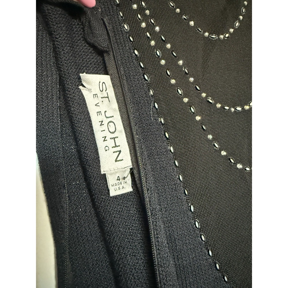 st john evening dress size‎ 4 Black Maxi Rhinestones Sleeveless Gown Black Tie - Picture 3 of 7